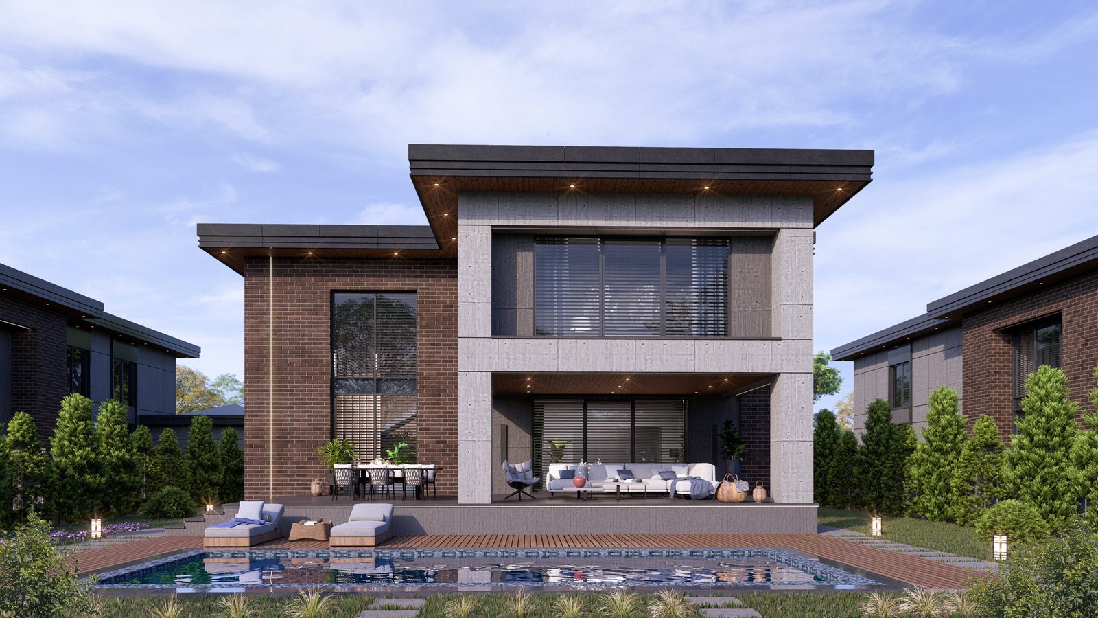 Ankara Gölbaşı modern villa arka cephe tasarımı – Bump Proje imzalı lüks konut dış cephe görselleştirmesi