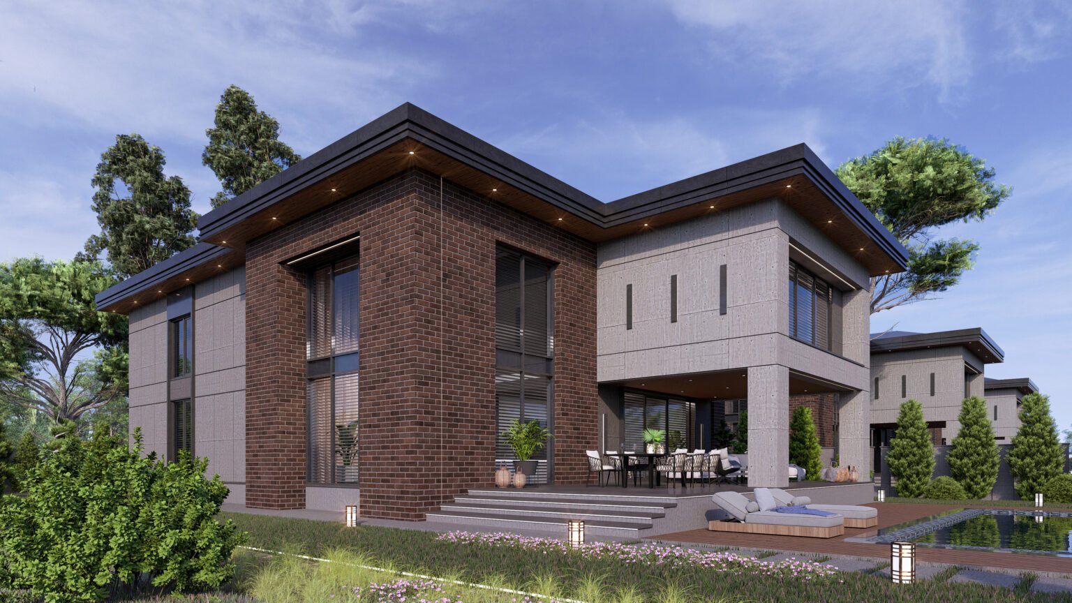 Gölbaşı Ankara modern villa tasarımı – yan cephe görünümü