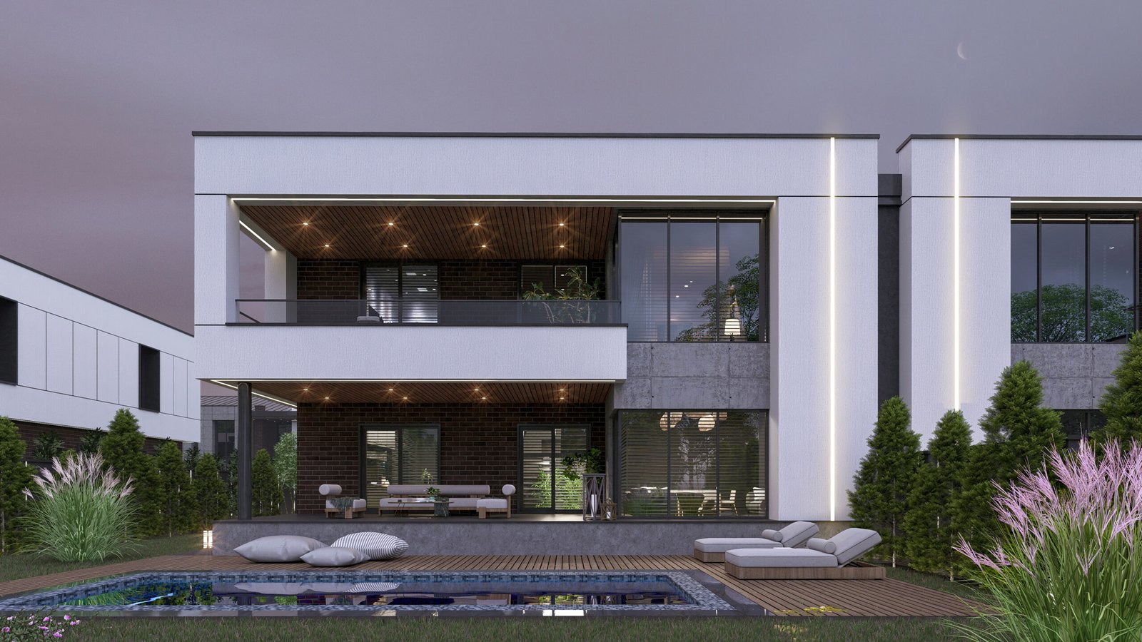 Gölbaşı villa tasarımı modern bahçe görünümü – Bump Proje