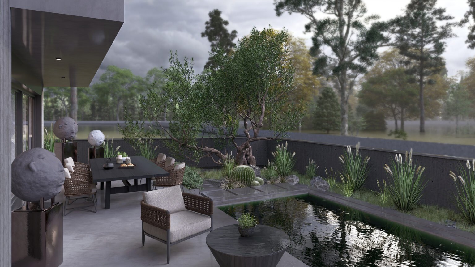 modern villa tasarimi bahce teras