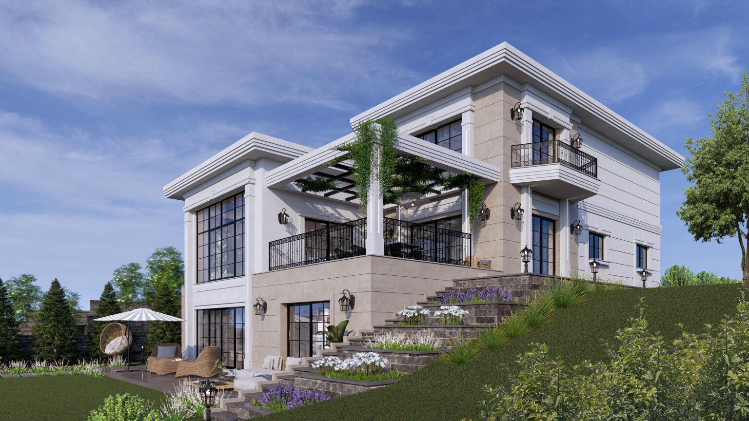 Ankara’da klasik villa tasarımı ve peyzaj düzenlemesi